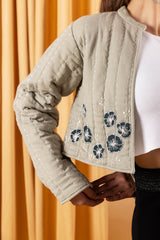 Sage Applique Cropped Jacket