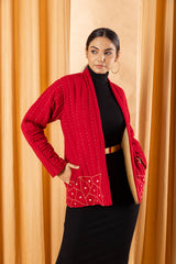 Red Jigsaw Quilted Jacket