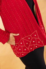 Red Jigsaw Quilted Jacket