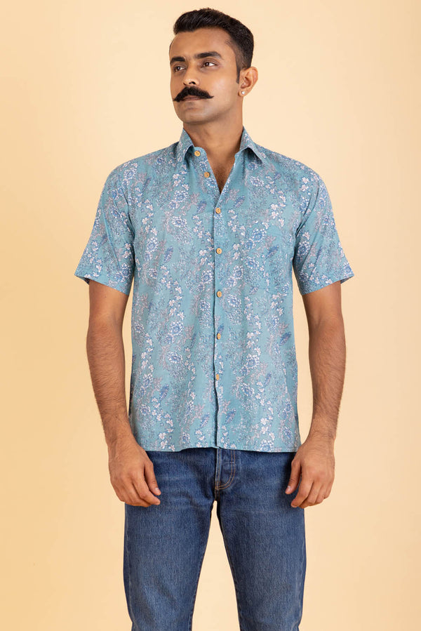 Buy Blue Floral Jaipuri Cotton Printed Shirt Online