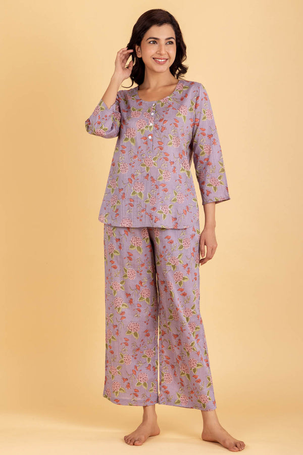 Grey Hydrangeas Pajama Set