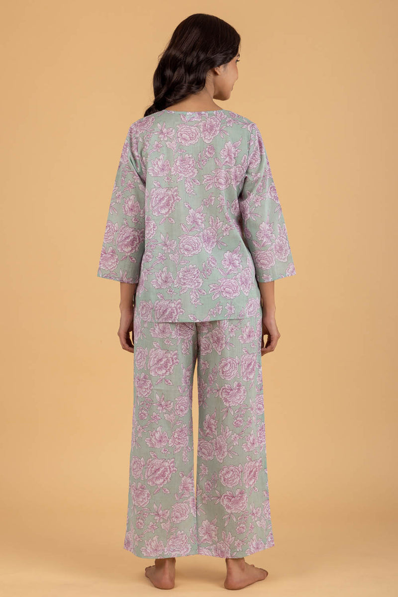 Aqua Floral Pajama Set
