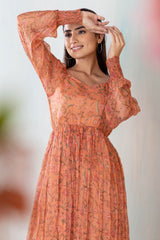 Dreamy Peach Floral Dress