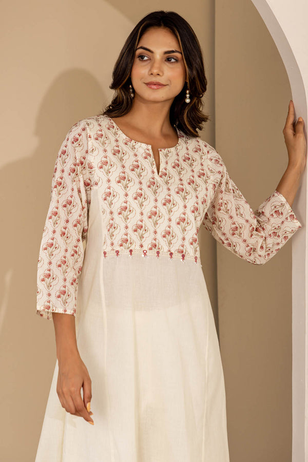Pale Lemon Mughal Grid Kurta