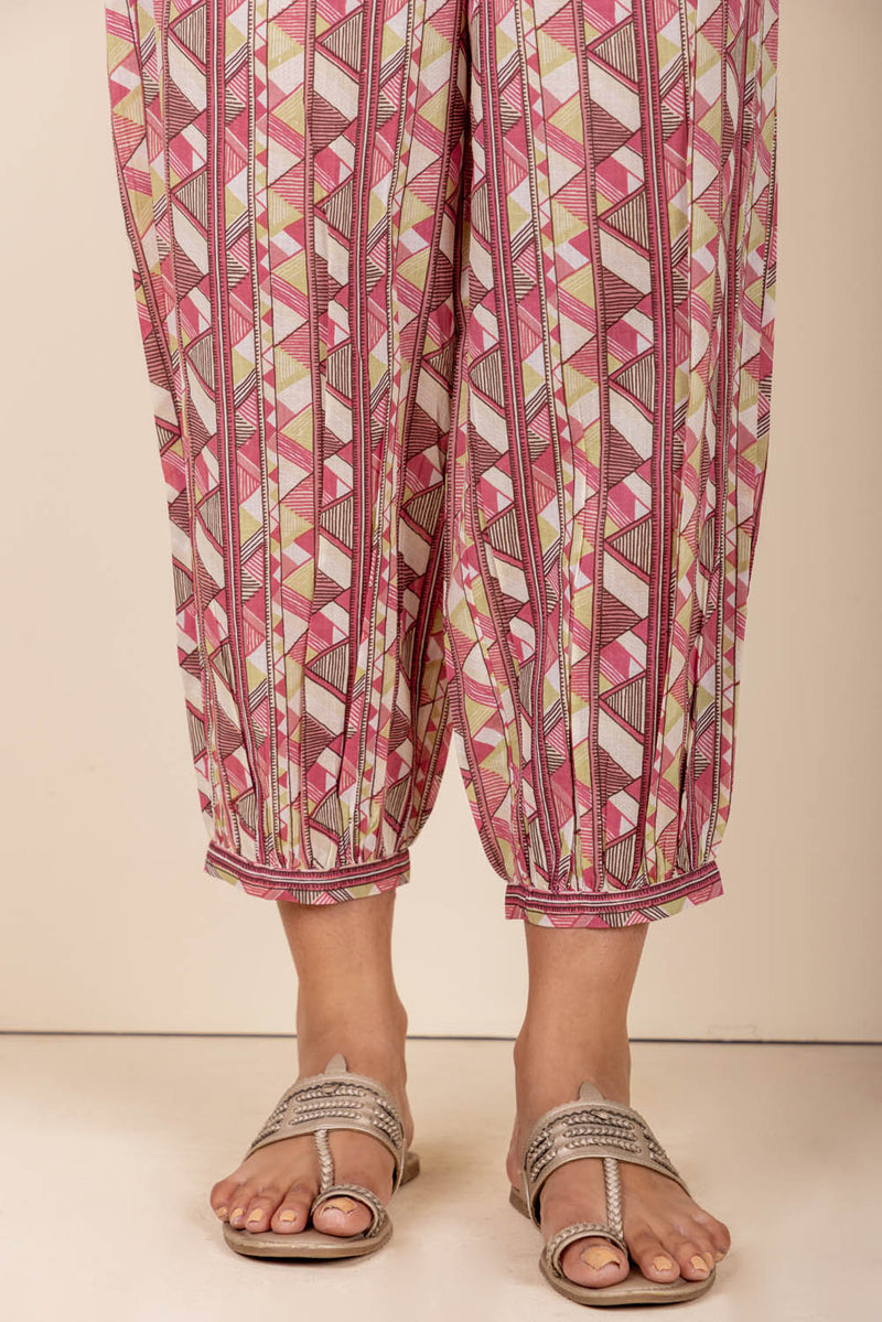 Pink Zigzag Afghani Trousers