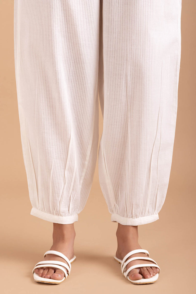 White Striped Afghani Trouser
